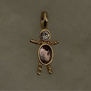 Gold tone baby boy June birthstone stick figure pendant charm